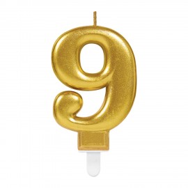 Vela Dourado Metálico Nº 9