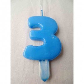 Vela nº 3 Azul Bebé 9,5cm