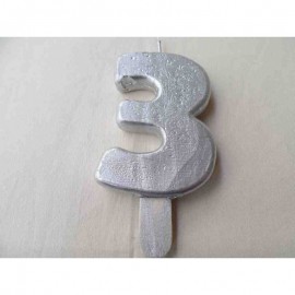 Vela nº 3 Prateado 9,5cm