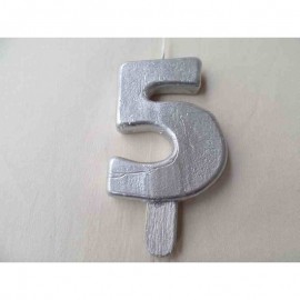 Vela nº 5 Prateado 9,5cm