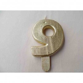 Vela nº 9 Dourado 9,5cm