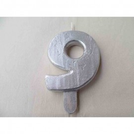 Vela nº 9 Prateado 9,5cm